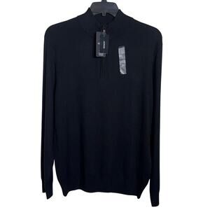 Alfani Men's Long-Sleeve Half-Zip Merino Sweater, Deep Black Large $85